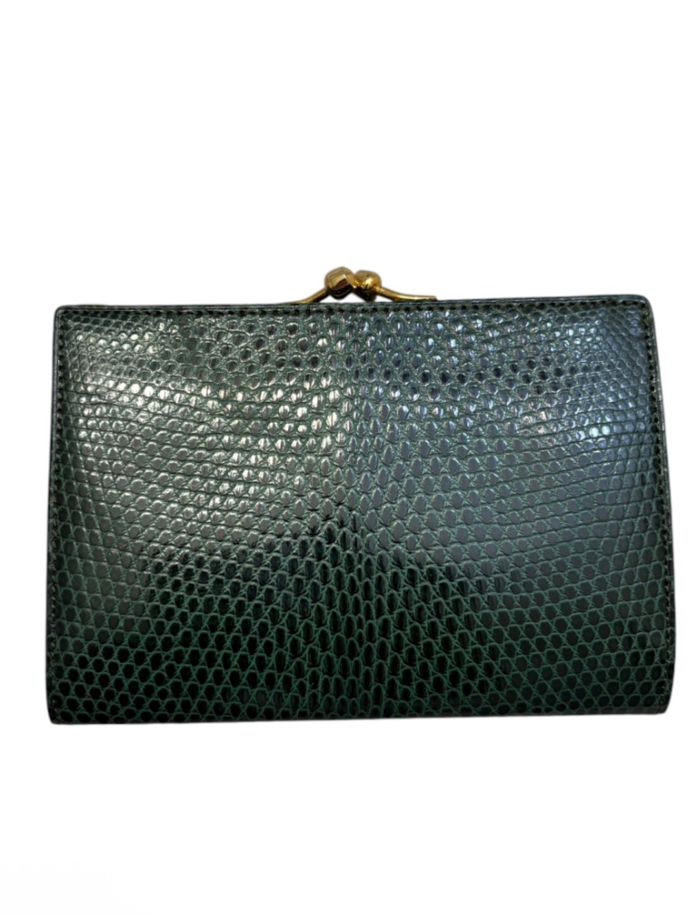 Mark cross vintage green lizard leather coin purse wallet kiss lock kisslock